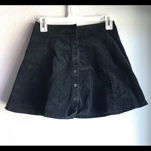 Black Corduroy Mini Skirt